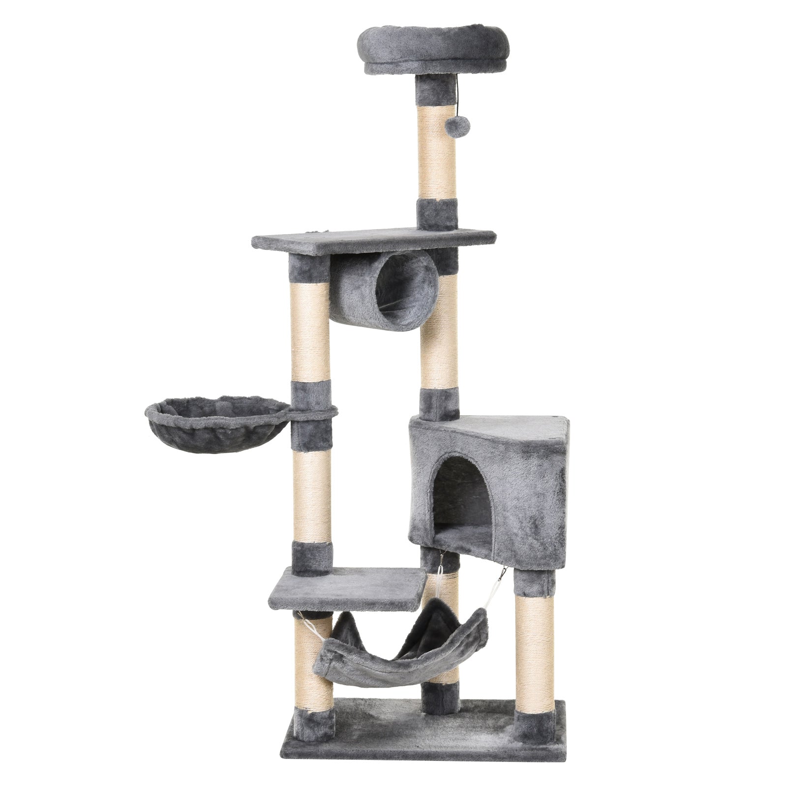 Cat Tree Condo Tower Multi-level Height 150CM Kittens Activity Stand House with Toys & Various Scratching Posts