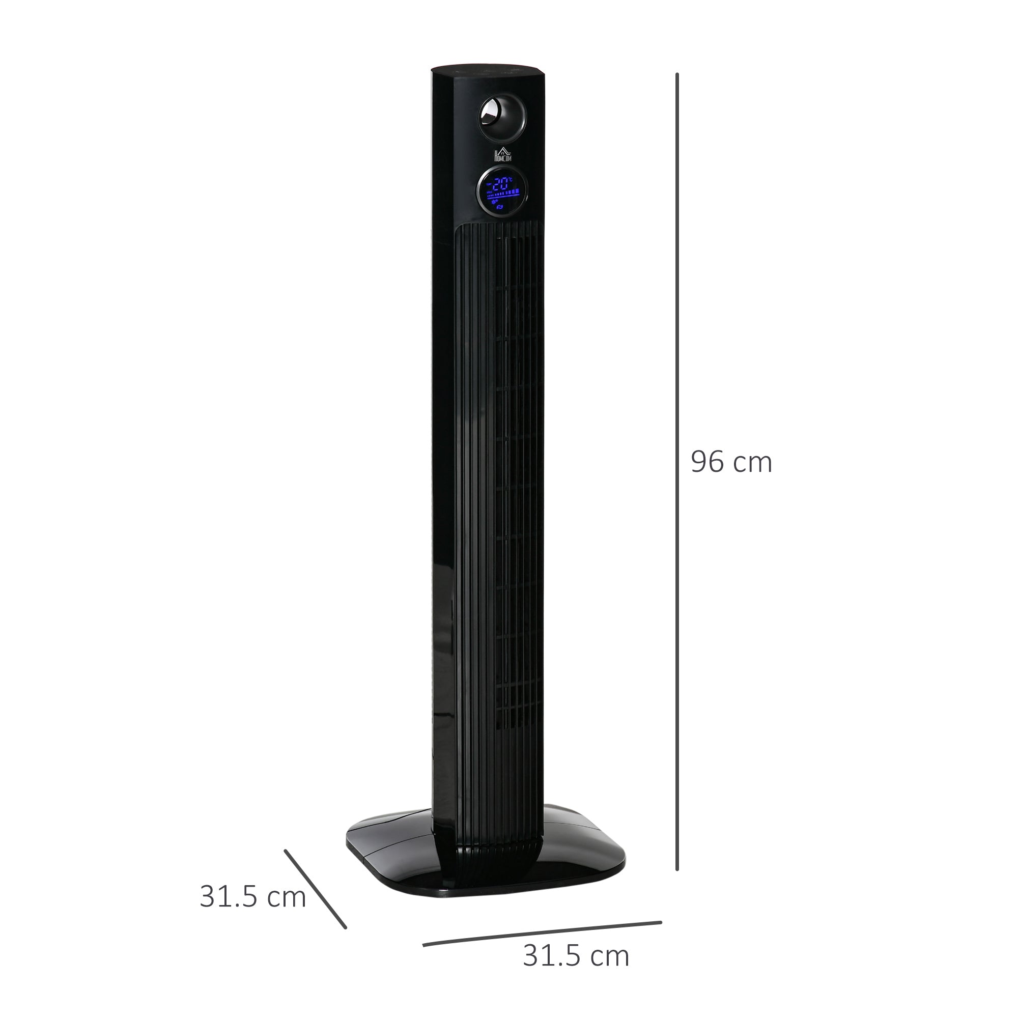 38" Electric Fan Fan Cooling with Aroma Function, Oscillating, 12h Timer, LED Sensor Panel, Remote Controller, Black