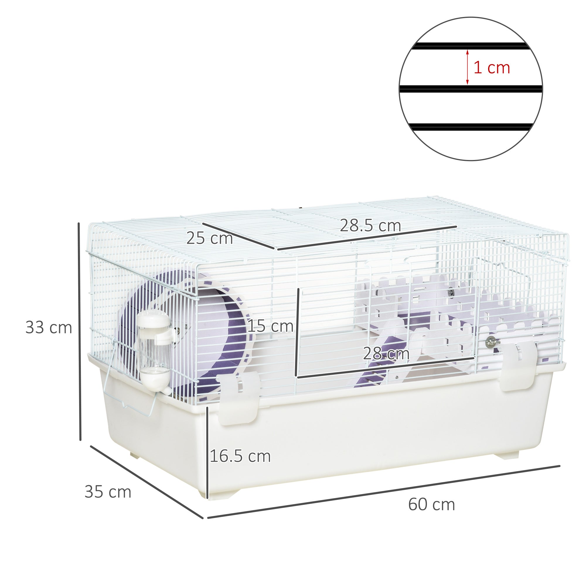 Two-Tier Hamster Cage Gerbil Haven Multi-Storey Rodent House Small Animal Habitat with Water Bottle, Excise Wheel, Ladder, White