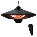 2kW Outdoor Hanging Ceiling Mounted Aluminium Halogen Electric Heater with LED and Remote Control - Black