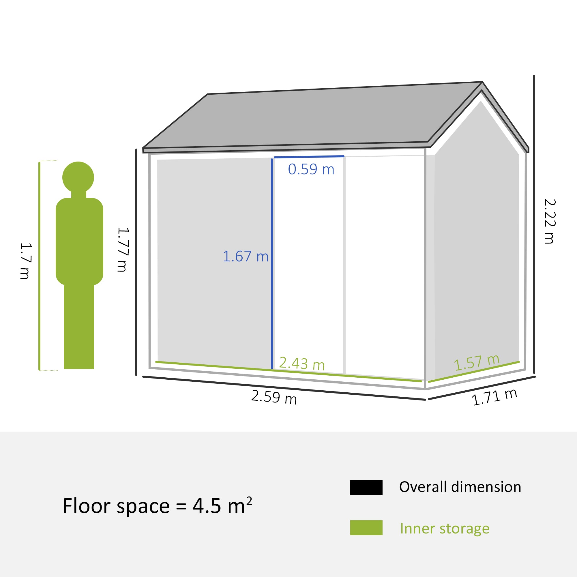 8 x 6 ft Galvanised Garden Shed, Outsoor Metal Storage Shed with Double Doors Window Air Vents for Patio, Lawn, Grey