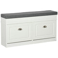 Shoe Storage Bench with Cushion, 2 Drawers & Adjustable Shelf for Entryway, Hallway, Bedroom - White