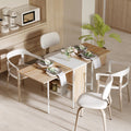 Foldable Dining Table with Storage Shelves and Drop-Leaf Workstation for Small Spaces - Oak & White