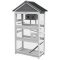Wooden Bird Cage with Stand for Finches and Small Birds - Grey