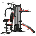 Multi Gym Workout Station with 65kg Weight Stack, Sit-up Bench, Push-up and Dip Station - Black