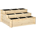 3 Tier Raised Garden Bed with 9 Grow Grids and Non-Woven Fabric - Brown