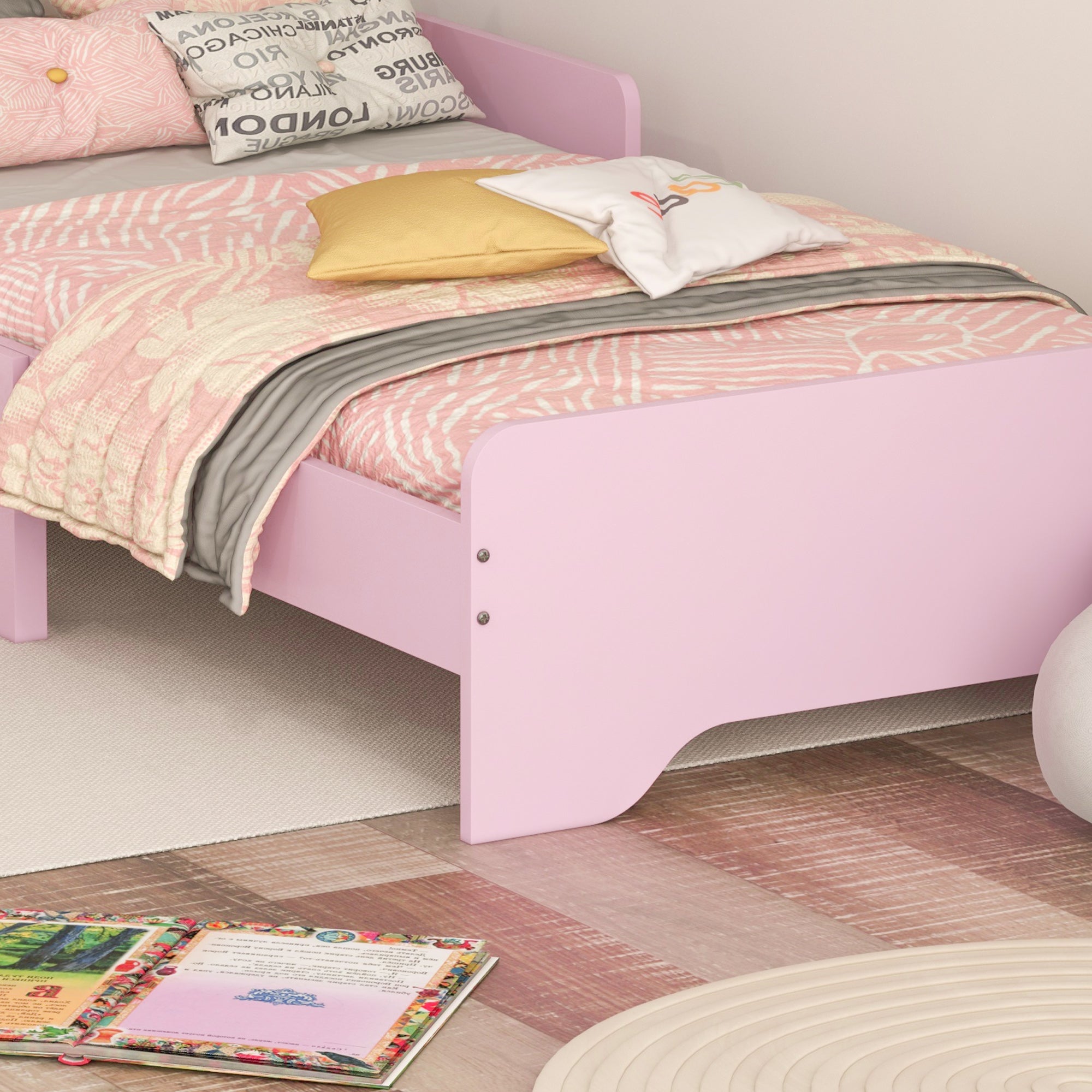 Toddler Bed Frame, Princess Bed for Kids, Cloud Design, 143 x 74 x 55 cm, Pink