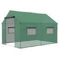 2 x 3 Metre Walk-In Polyethylene Polytunnel Greenhouse with UV-Resistant Cover - Green
