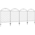 Set of 4 Rustproof Metal Garden Fence Panels with Decorative Swirls 3.5m Length - Black