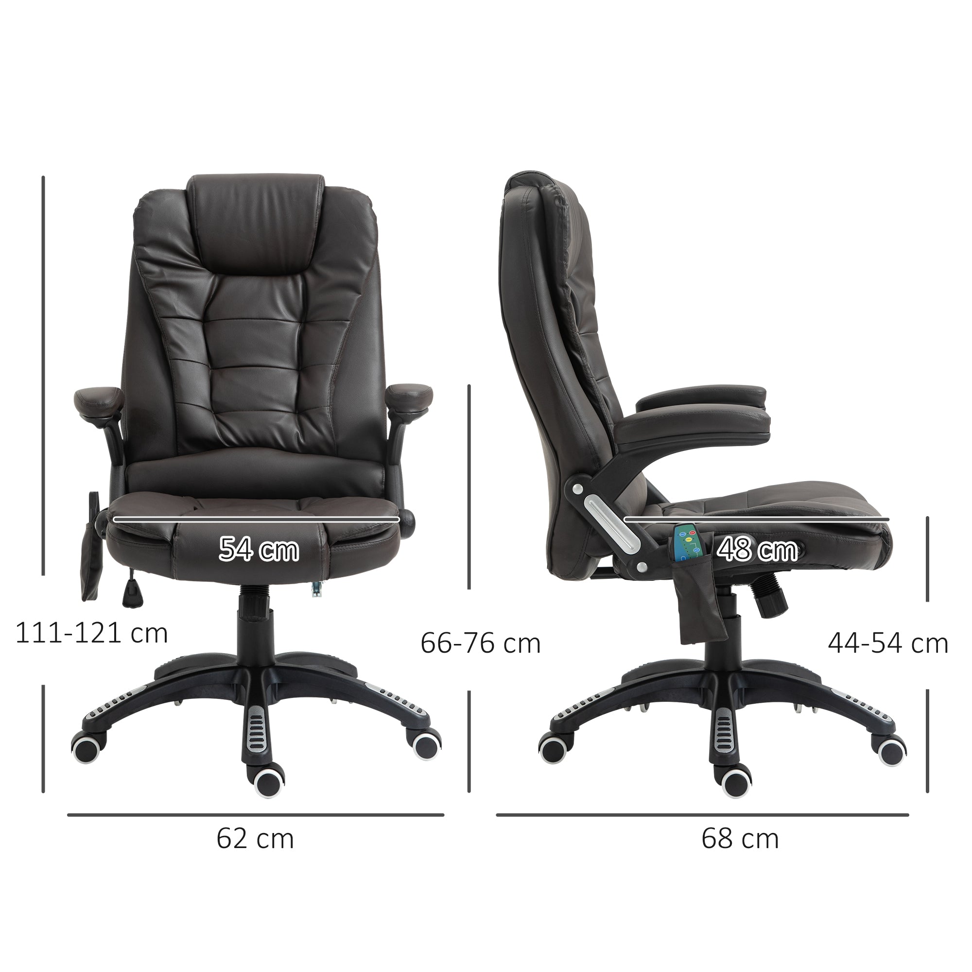 Executive Office Chair with Massage and Heat, High Back PU Leather Massage Office Chair With Tilt and Reclining Function, Brown