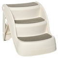 Foldable 3-Step Pet Stairs with Non-Slip Mats for Beds & Sofas 49x38x38 cm - Cream