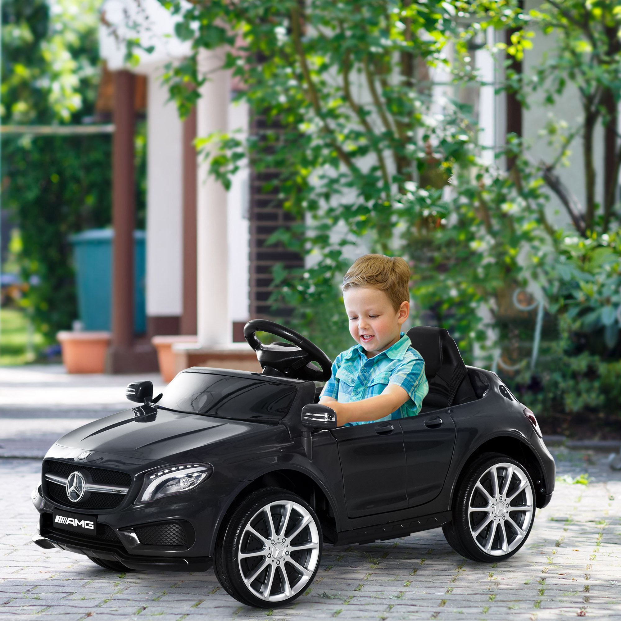 Compatible Kids Children Ride On Car Mercedes Benz GLA Licensed 6V Battery Rechargeable Headlight Music Remote Control High/Low Speed Toy Black