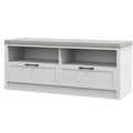 Shoe Storage Bench with Removable Cushion, Padded Seat, Open Compartments & Drawers for Entryway - White & Grey