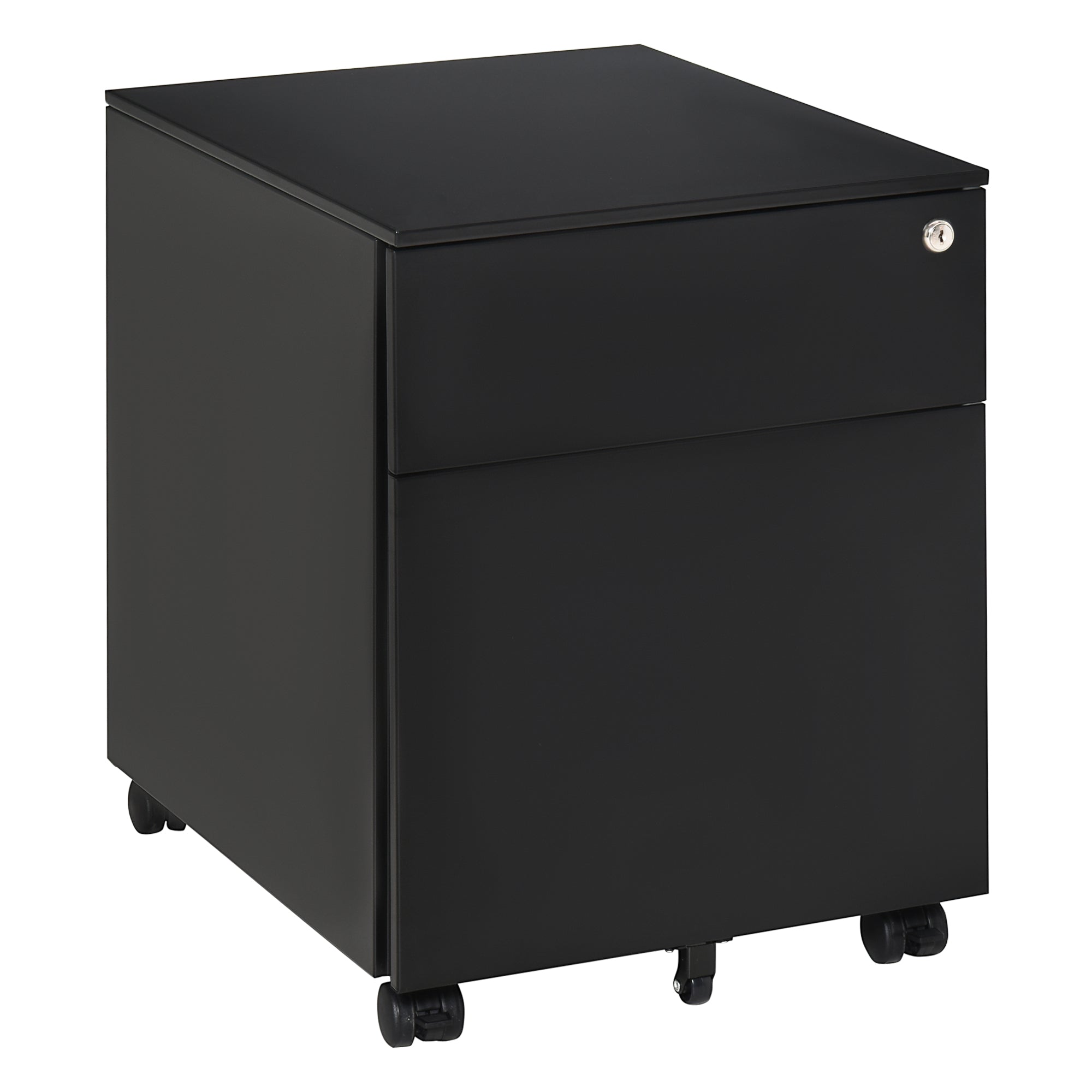 Vertical File Cabinet Steel Lockable with Pencil Tray and Casters Home Filing Furniture for A4, Letters, Legal-sized Files, 39 x 48 x 48.5cm