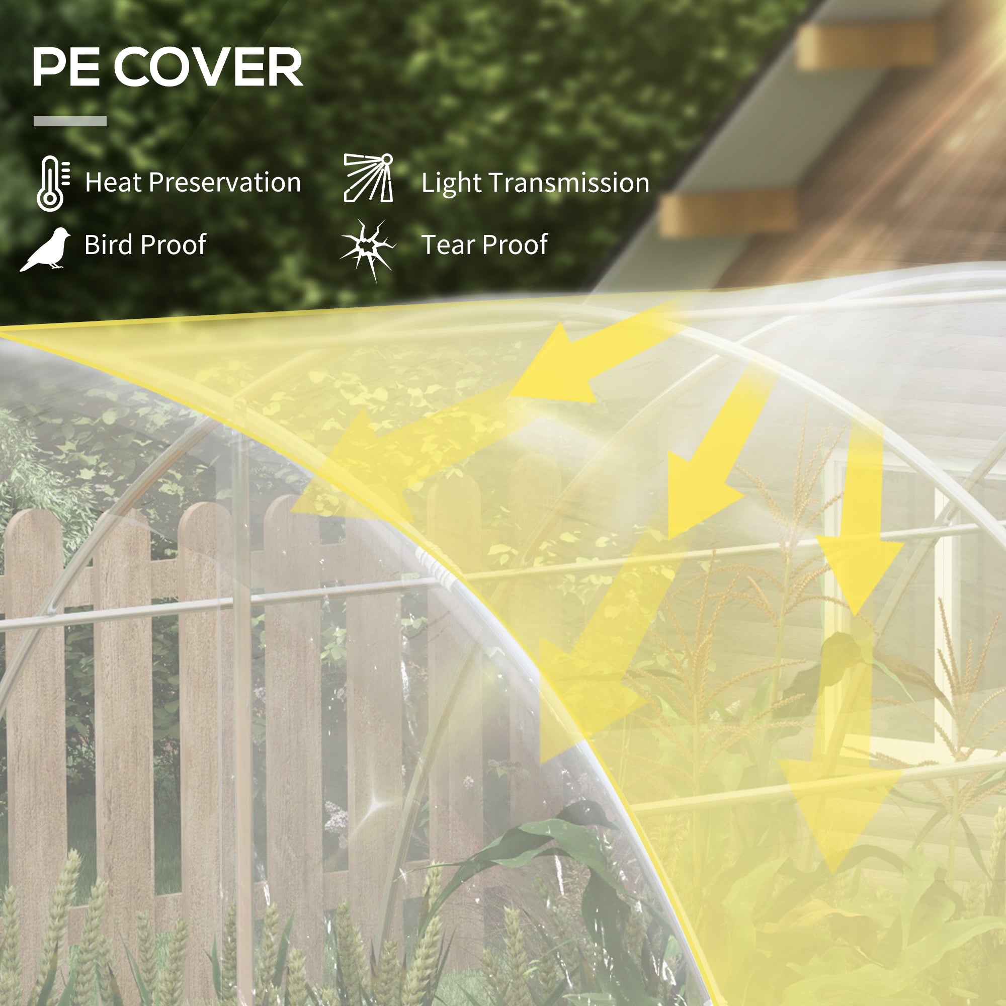 Polytunnel Greenhouse Walk-in Grow House with PE Cover, Door and Galvanised Steel Frame, 4 x 3 x 2m, Clear