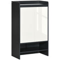 Modern Shoe Cabinet with High Gloss White Doors and Open Shelves for 15 Pairs - Grey