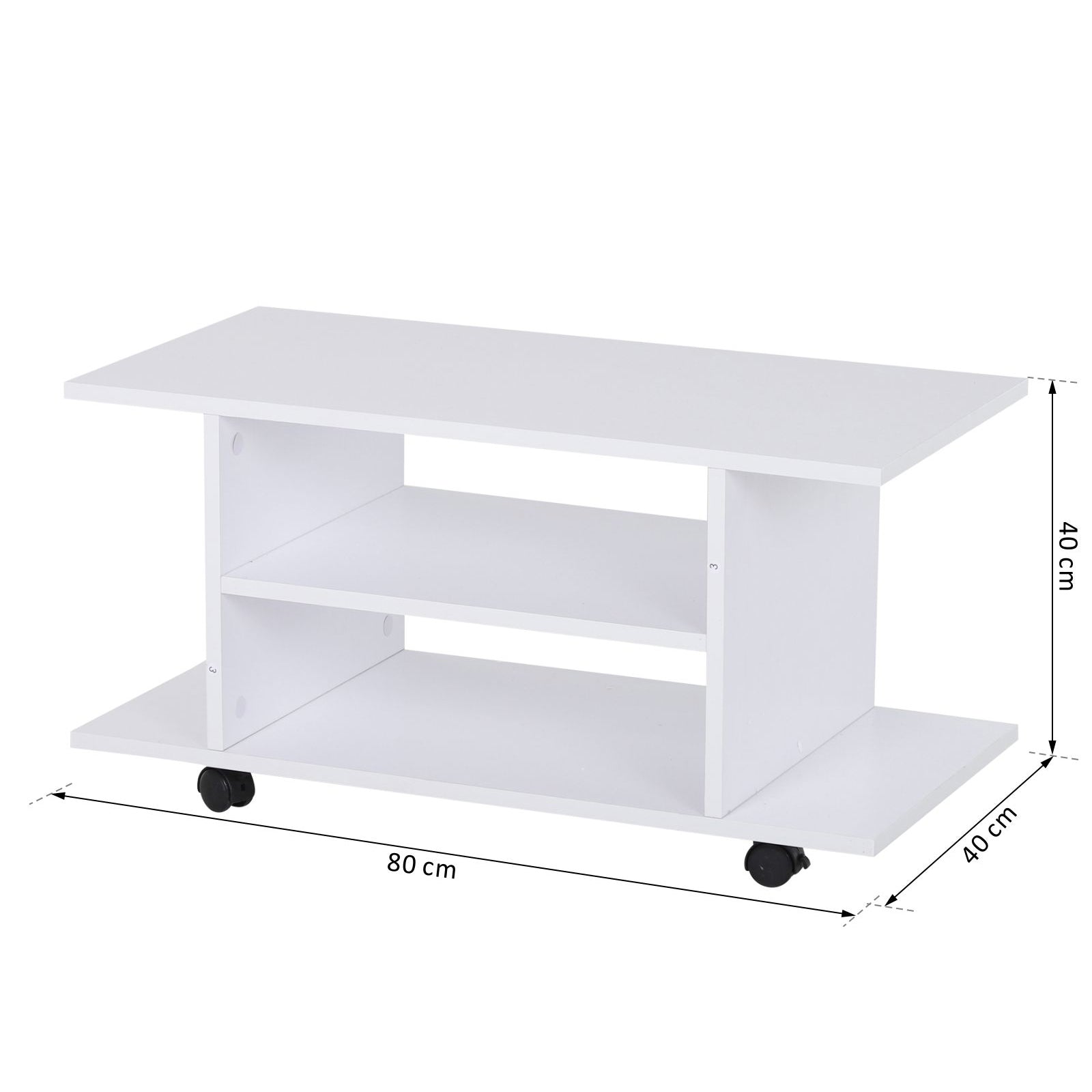 TV Stand W/ Shelves -White