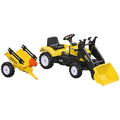 Kids Pedal Go Kart Excavator Ride-On with Trailer - Yellow