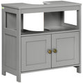 Modern Pedestal Under Sink Cabinet with Double Doors and U-Shaped Cut-Out - Light Grey