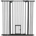 Extra Tall Indoor Pet Gate with Cat Flap and Auto Close, Adjustable 74-101cm Wide - Black