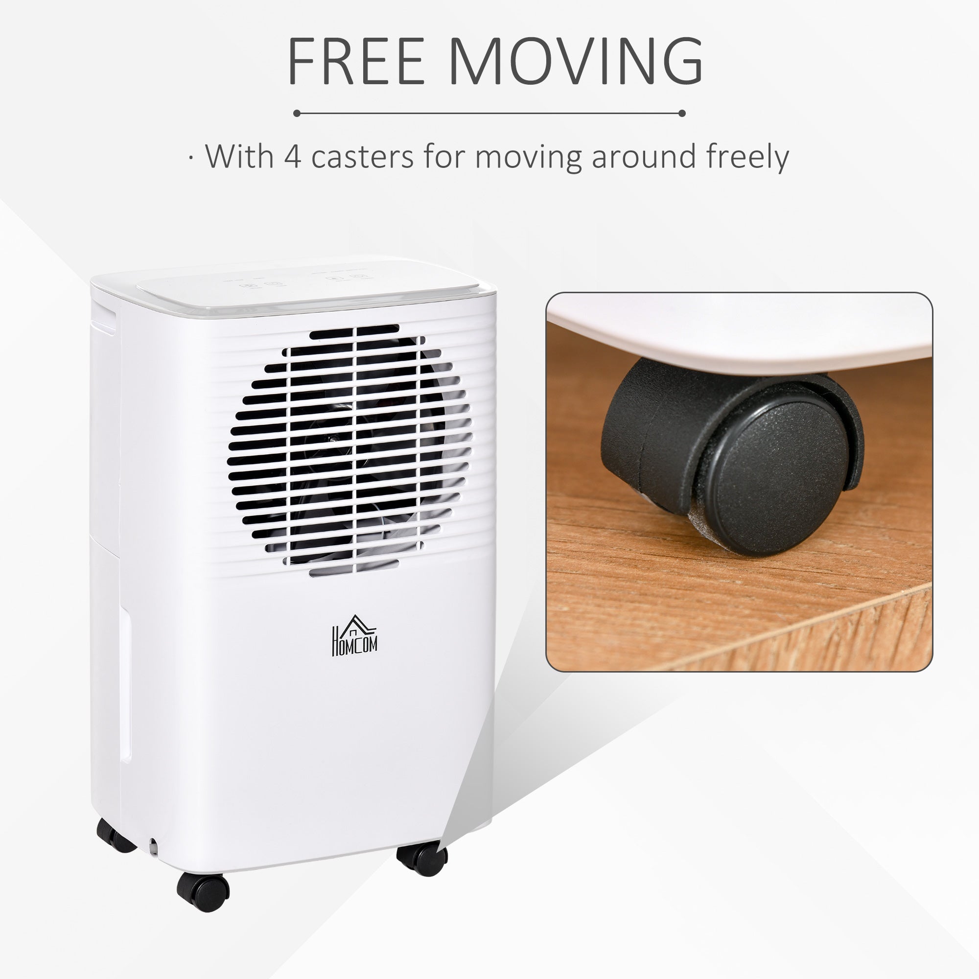 Portable Dehumidifier with Humidity Display, 2 Speed Modes, Continuous Drainage and 24 Hour Timer for Bedroom, Living Room