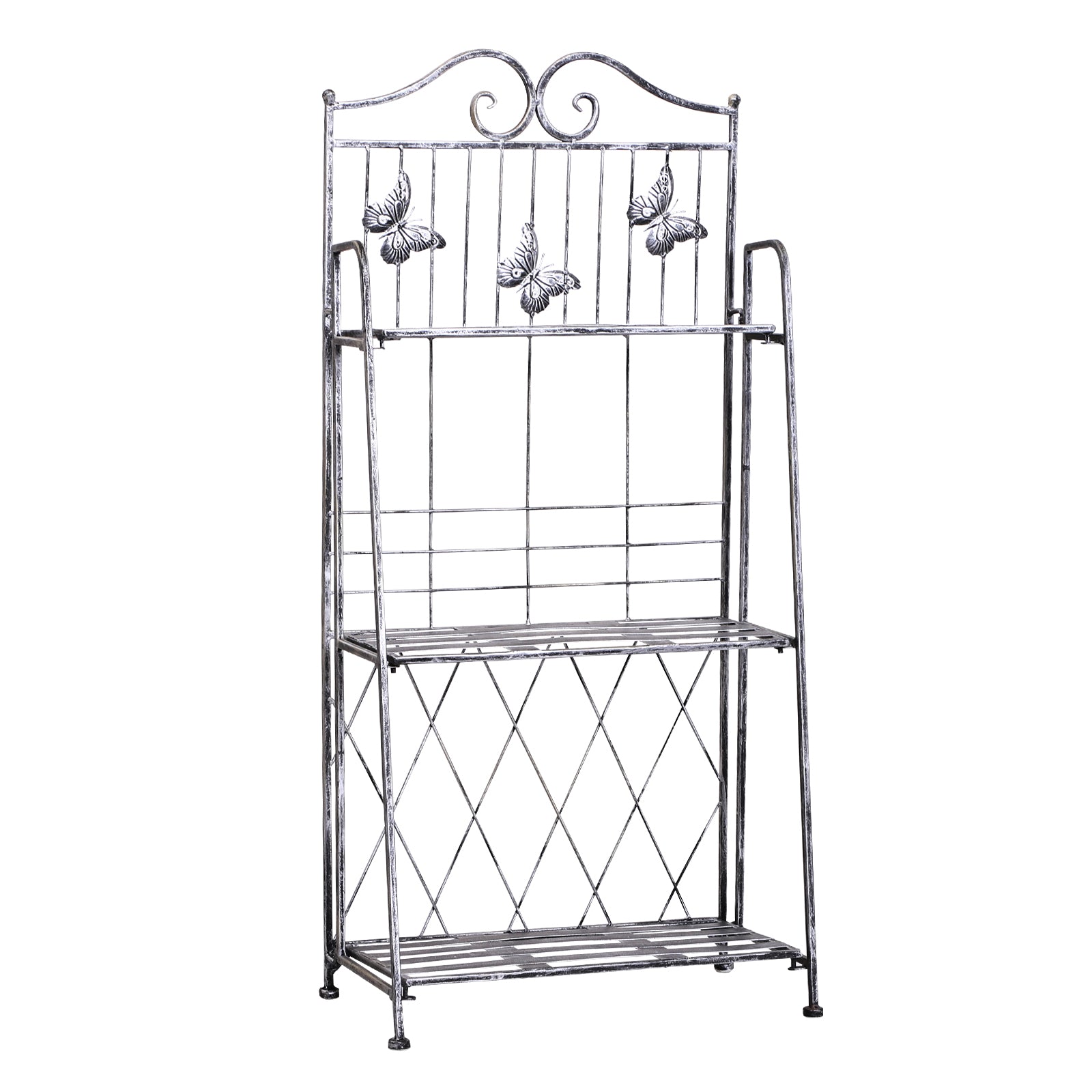 Indoor Outdoor Freestanding 3-Tier Garden Plant Stand Metal Flower Display Rack for Potted Plants Balcony Décor 44L x 25W x 96H cm