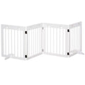 4 Panel Folding Wooden Pet Gate with Support Feet for Stairs - White