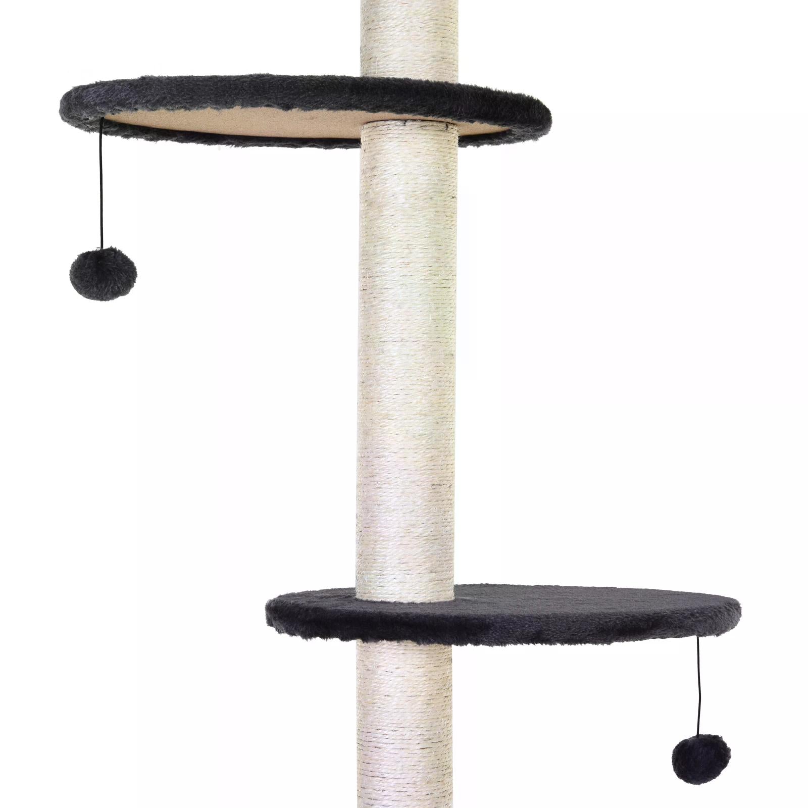 Adjustable Height Floor-To-Ceiling Vertical Cat Tree with Carpeted Platforms, Condo, Sisal Rope Scratching Areas