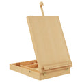 Adjustable Wooden Table Easel Box for Canvas up to 61cm with Storage - Natural Wood