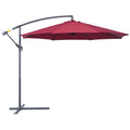 3 Metre Garden Banana Parasol with Crank Handle and Cross Base - Wine Red