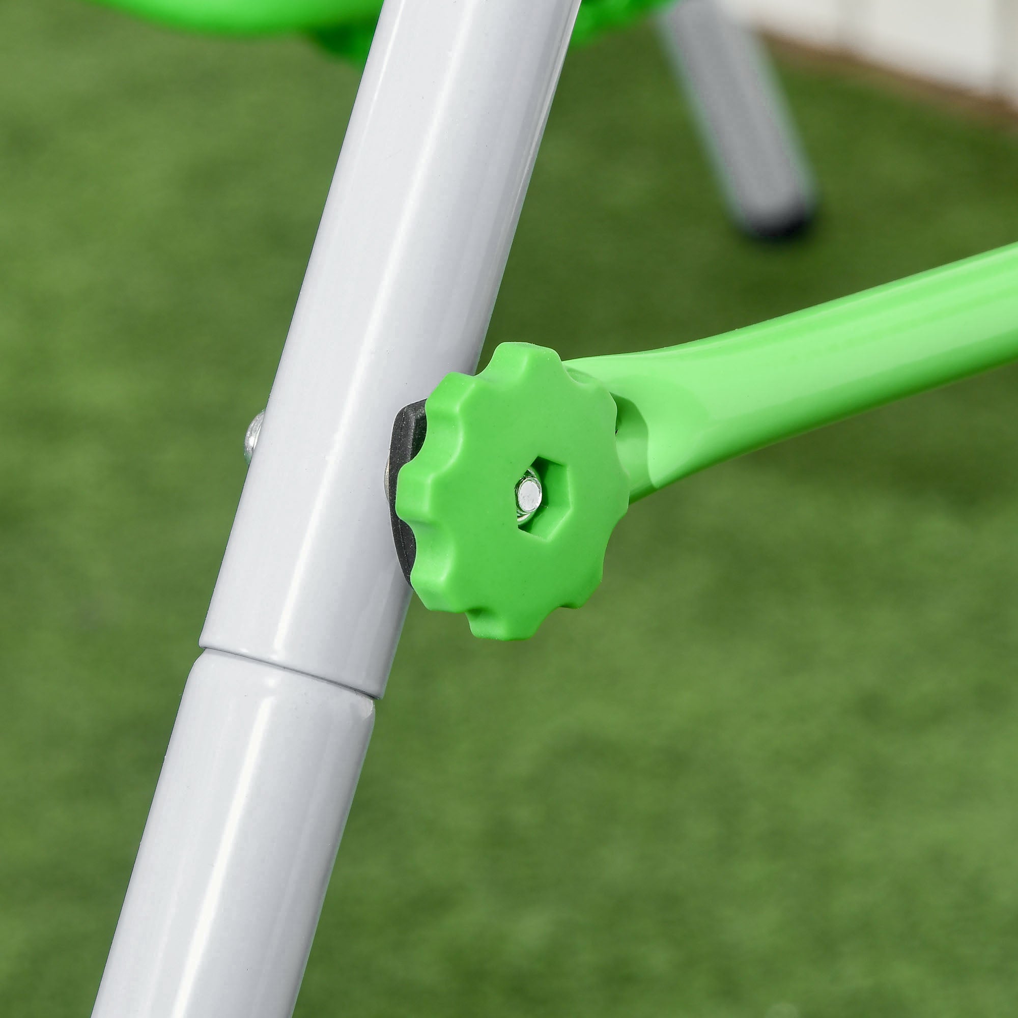 Steel Nursery Swing with Safety Seat Belt and Support Back - Green