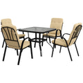5 Piece Outdoor Garden Dining Set with Cushioned Chairs - Beige