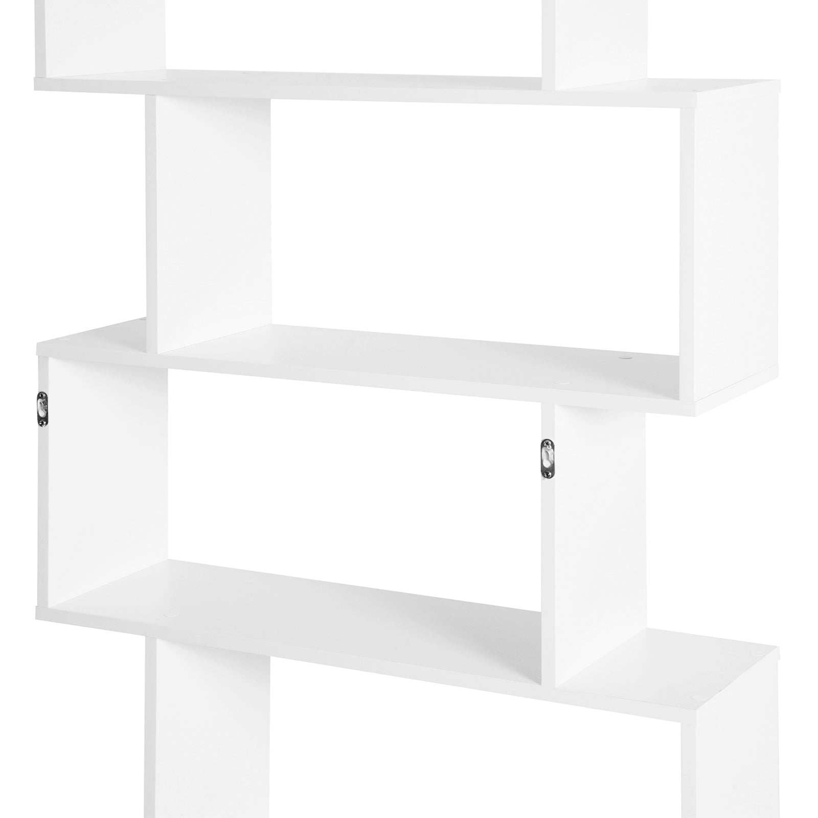 Wooden Wood S Shape Storage Display 6 Shelves Room Divider Unit Chest Bookshelf Bookcase Cupboard Cabinet Home Office Furniture, White