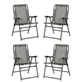 Set of 4 Portable Folding Outdoor Chairs with Steel Frame - Mixed Grey