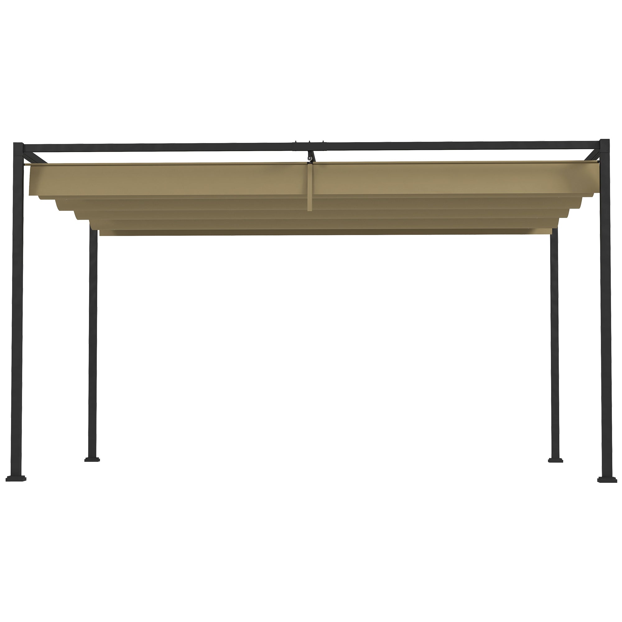 4 x 3 Metre Metal Pergola with Retractable Roof - Khaki