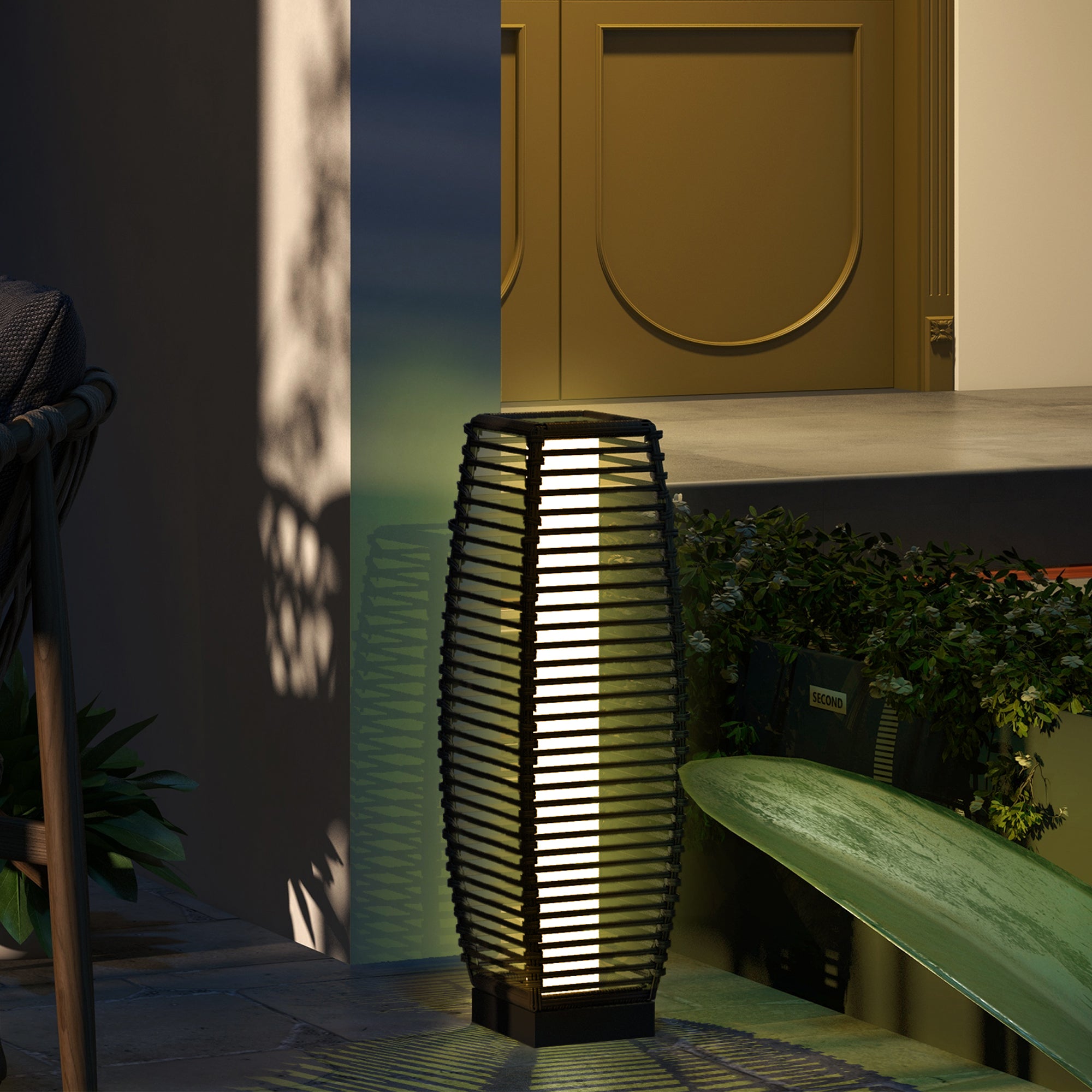 Solar Floor Lamp with Auto On/Off for Outdoor Garden - Grey