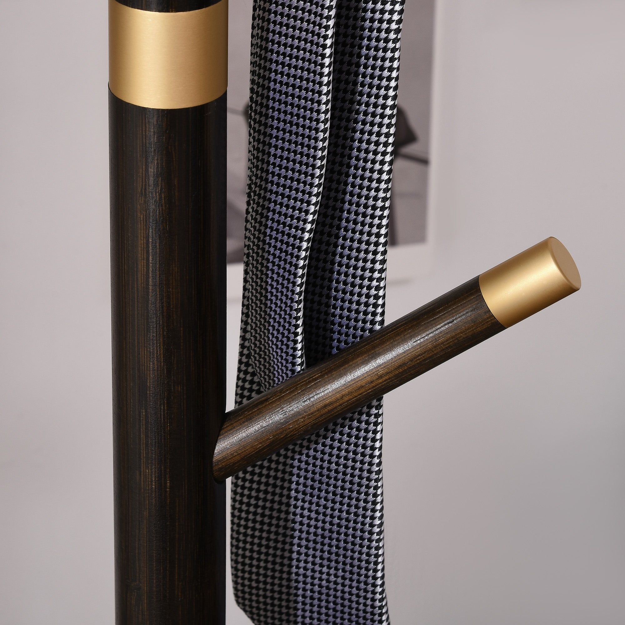 Vintage Freestanding Coat Rack Stand Hall Tree with 6 Hooks Bamboo Frame - Walnut