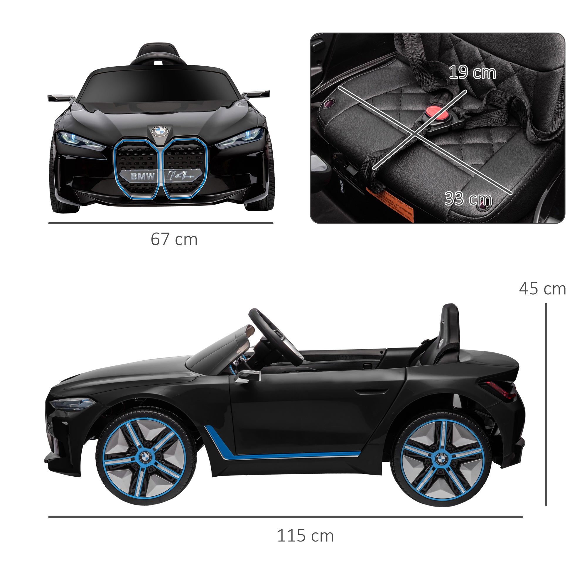 BMW i4 Licensed 12V Kids Electric Ride on Car w/ Remote Control, Powered Electric Car w/ Portable Battery, Music, Horn, Headlights