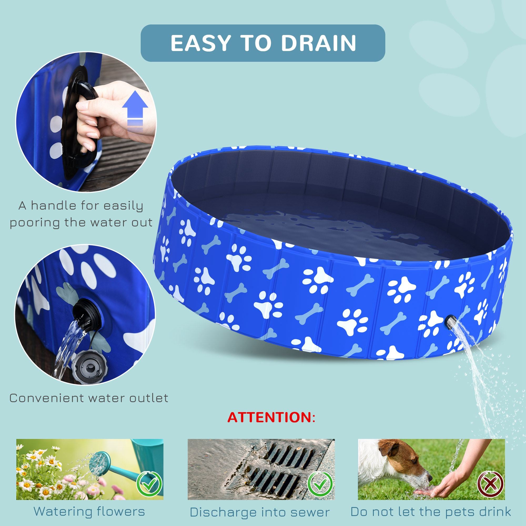 Dog Swimming Pool Foldable Pet Bathing Shower Tub Padding Pool Dog Cat Puppy Washer Indoor/Outdoor ?120 x 30H cm M Sized