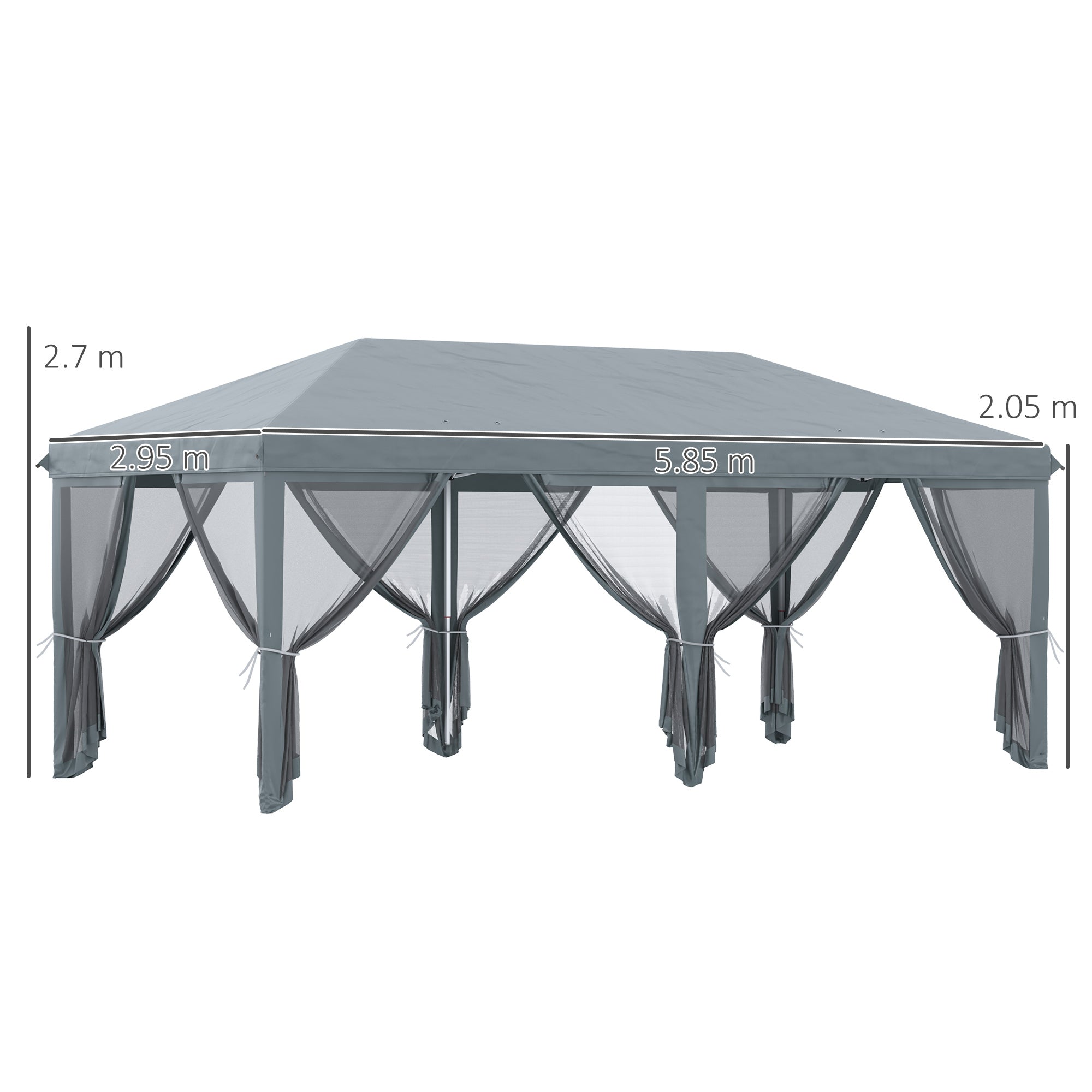 6x3m Outdoor Pop Up Canopy Tent with Mesh Walls and Carry Bag - Grey