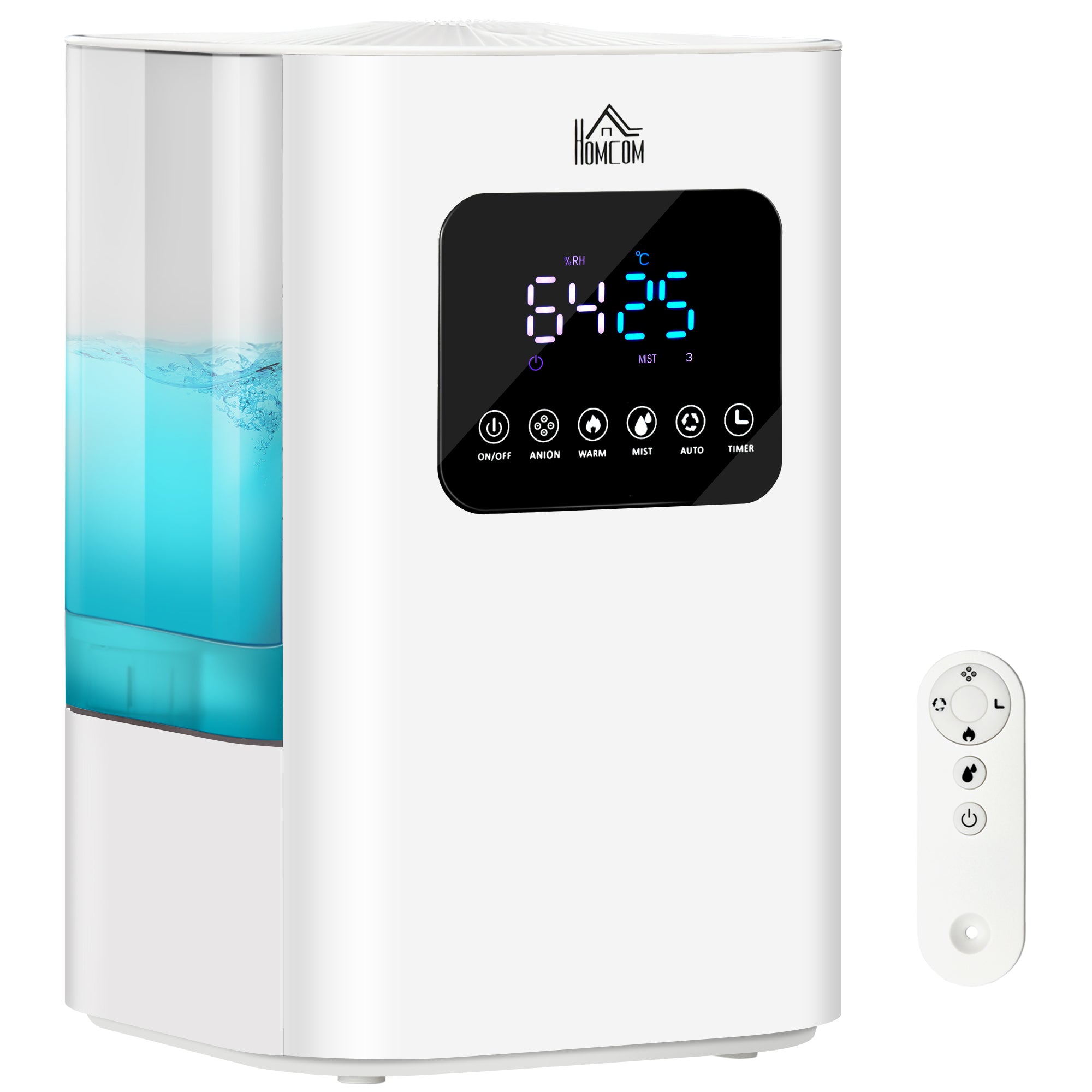 6L Warm Cool Mist Humidifiers for Bedroom, Air Humidifiers with Remote, LED Display, Quiet Operation with Auto Mode, Up to 13H for 20 ㎡, White