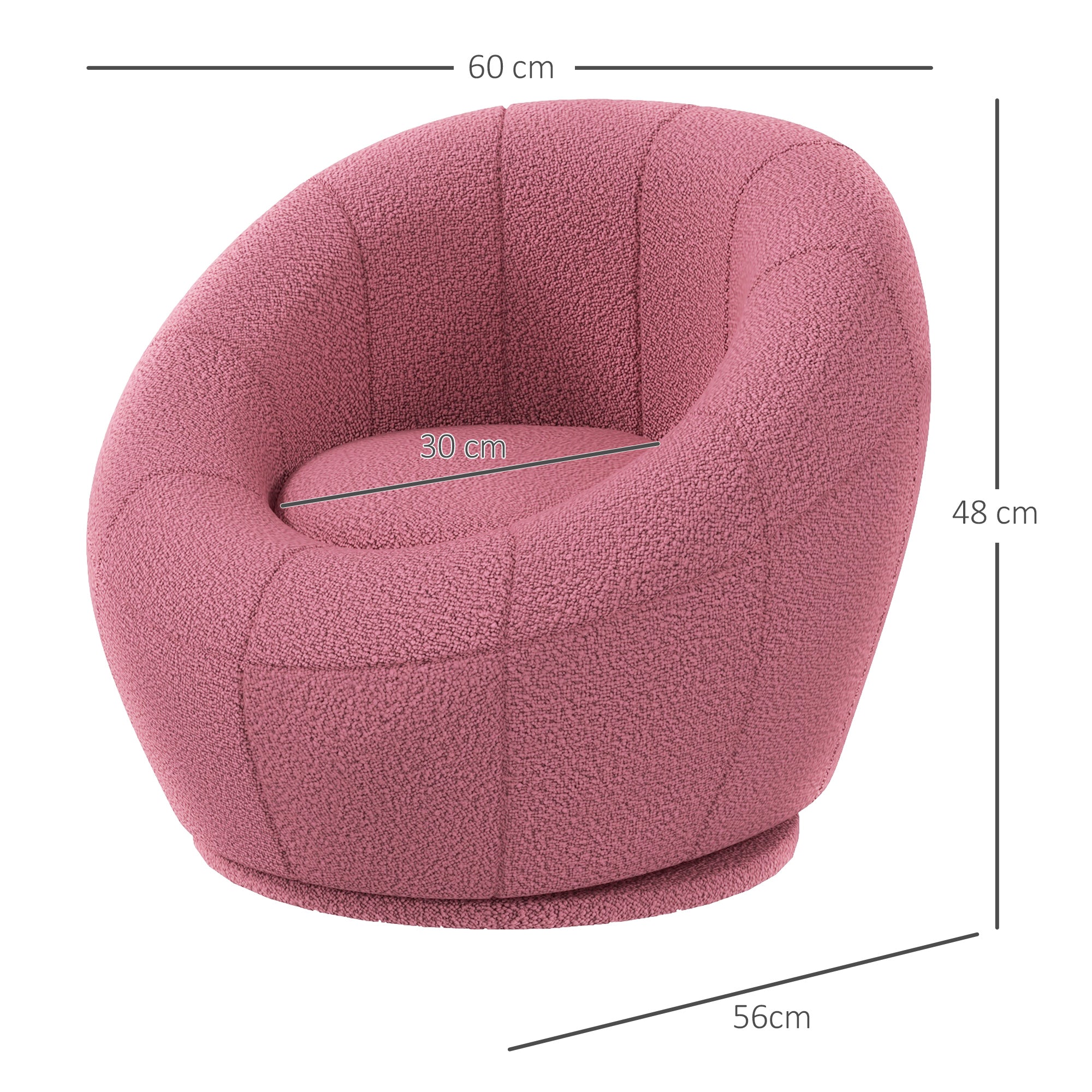 Modern Accent Chair, Swivel Upholstered Armchair for Living Room, Bedroom, Home Office, Pink