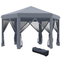 3.2m Pop Up Canopy Tent with Mesh Sidewalls and Adjustable Legs - Grey