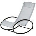 Outdoor Rocking Chair Recliner with Texteline Fabric and Pillow - Grey