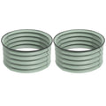 Set of 2 Raised Metal Garden Beds with Safety Edging - Green