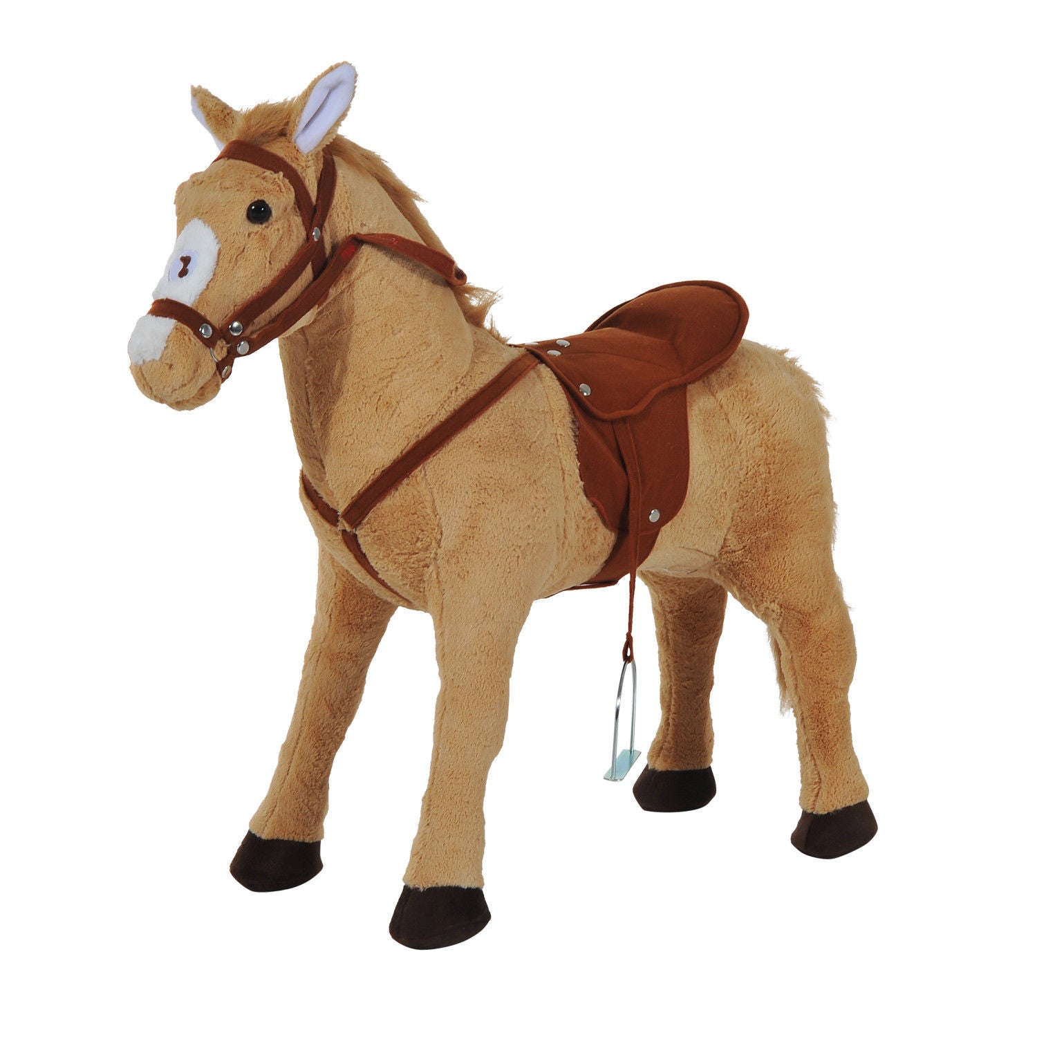 Childrens Plush Rocking Pony W/Sound-Beige