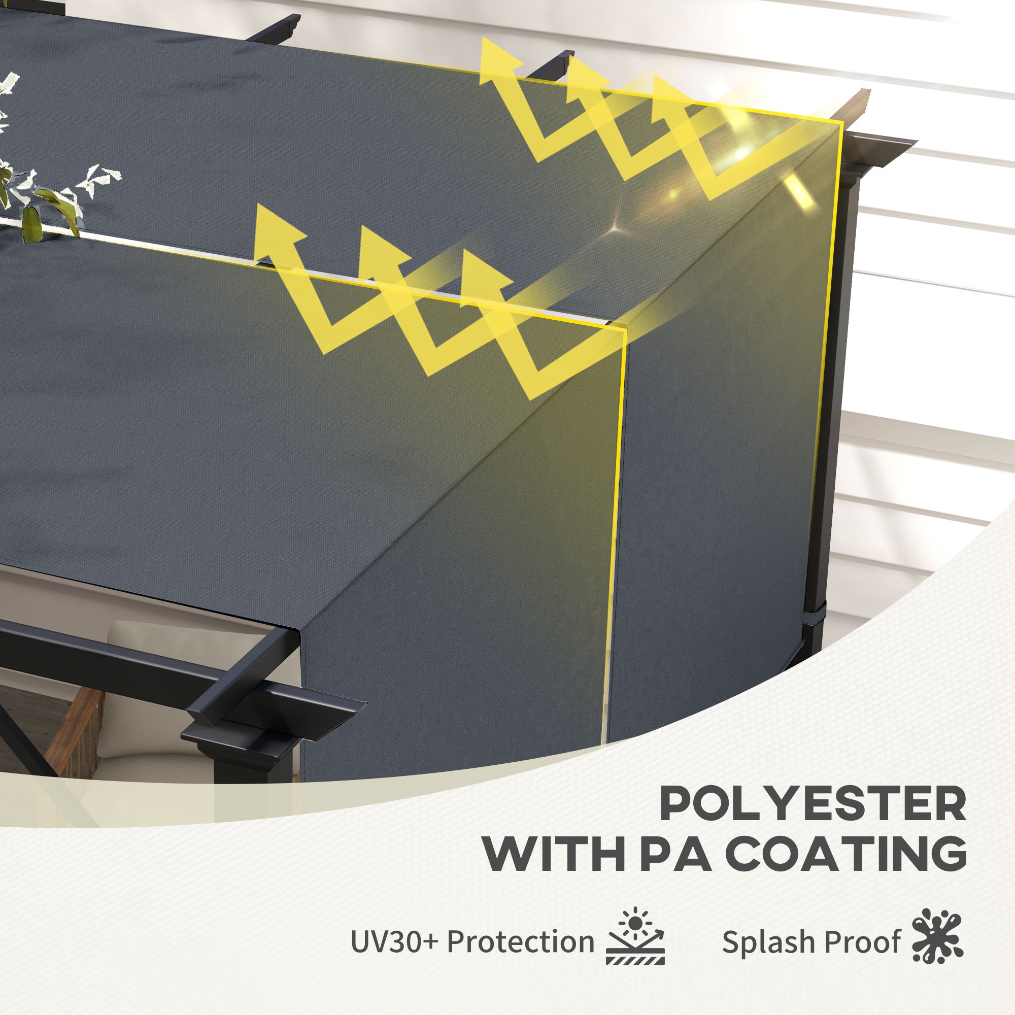2 Pcs UV Protection Replacement Canopy for 3x3m Pergola - Dark Grey