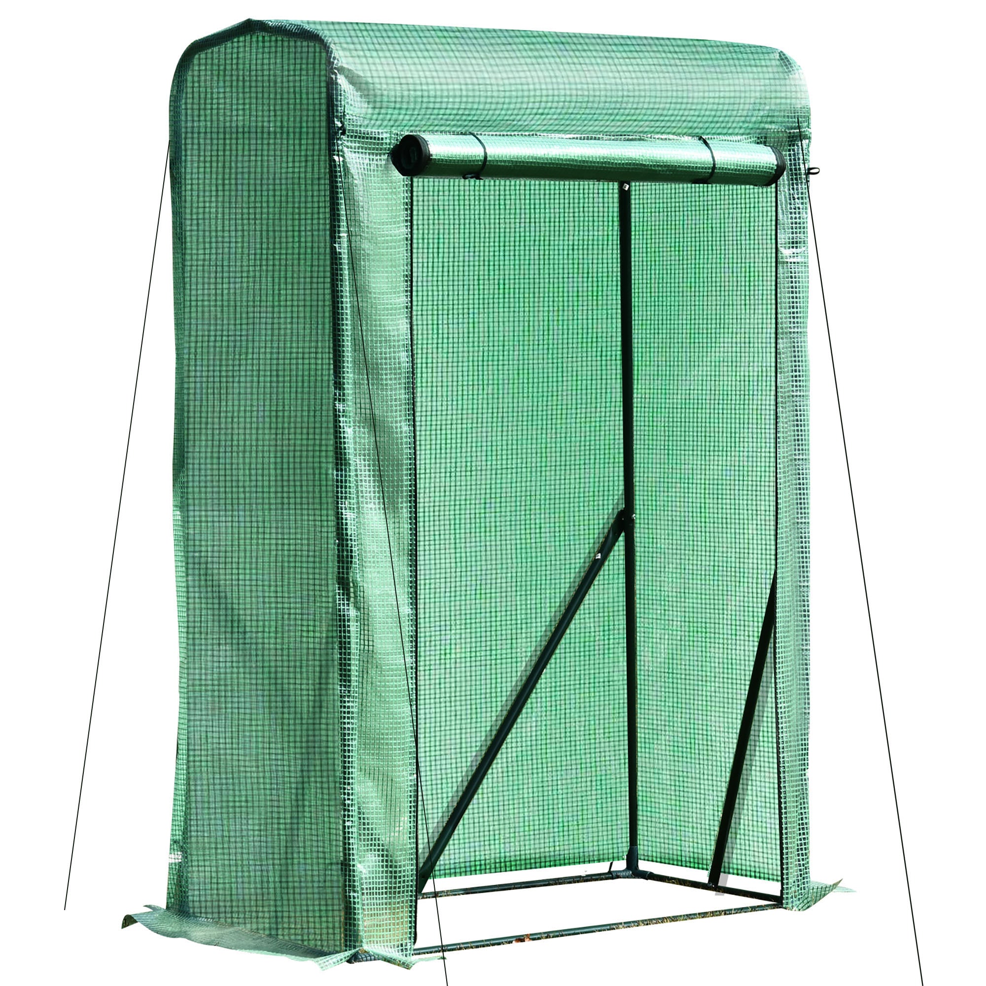 Outdoor PE Greenhouse Steel Frame Plant Cover with Zipper 100L x 50W x 150HCM - Green