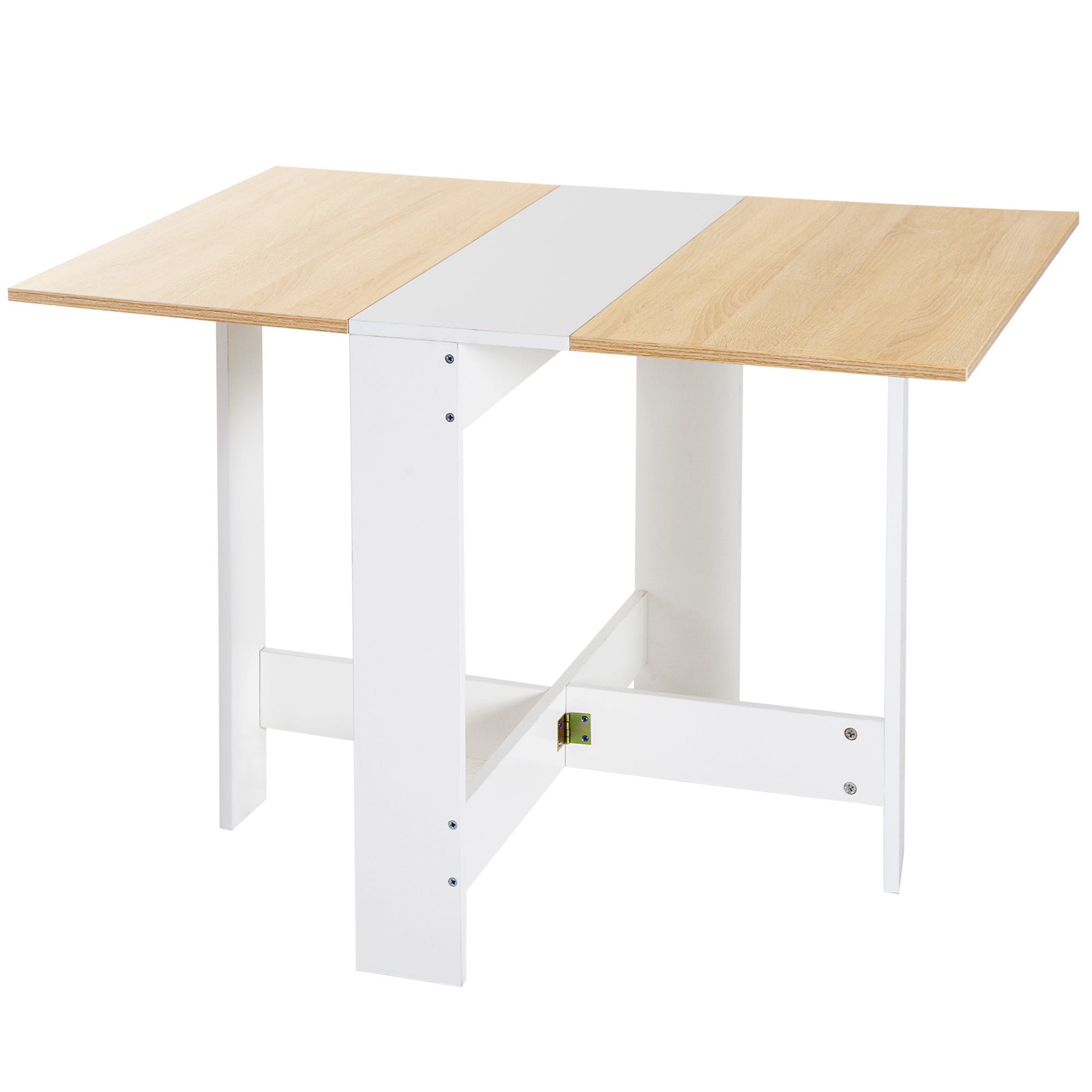 Particle Board Wooden Foldable Dining Table Writing Computer Desk PC Workstation Space Saving Home Office Oak & White