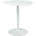 Round Small Modern Dining Table with Steel Base and Non-Slip Pads - White